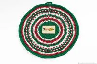 коврик для бани банибо №1 ручной работы, акрил, зеленай/красный/белый, банный перец