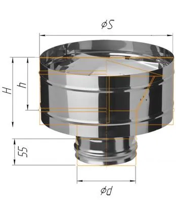 зонт феррум нержавеющий (430/0,5 мм) ф120 с ветрозащитой по воде