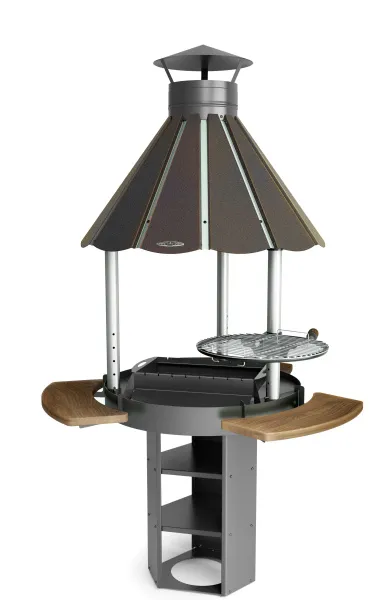 гриль с печью под казан тмф барабек черная бронза